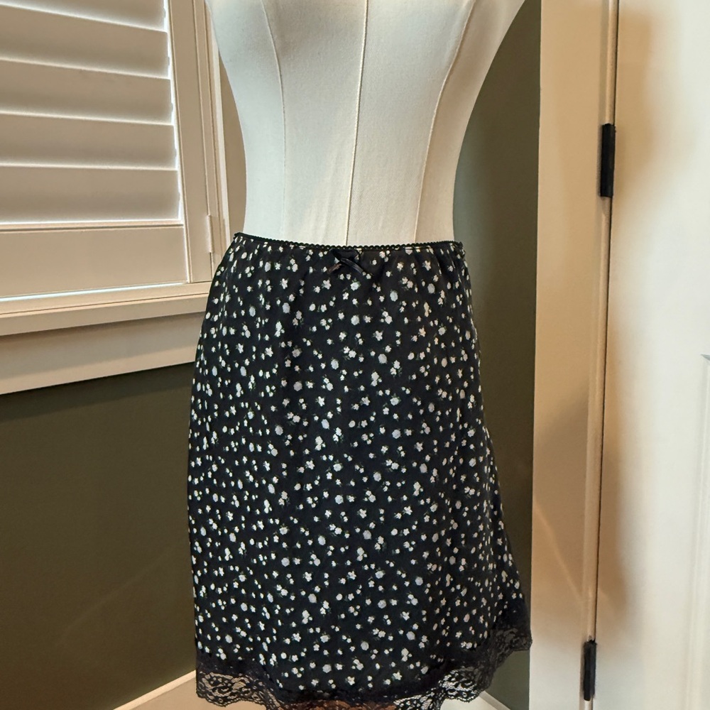 Black Floral Slip Skirt